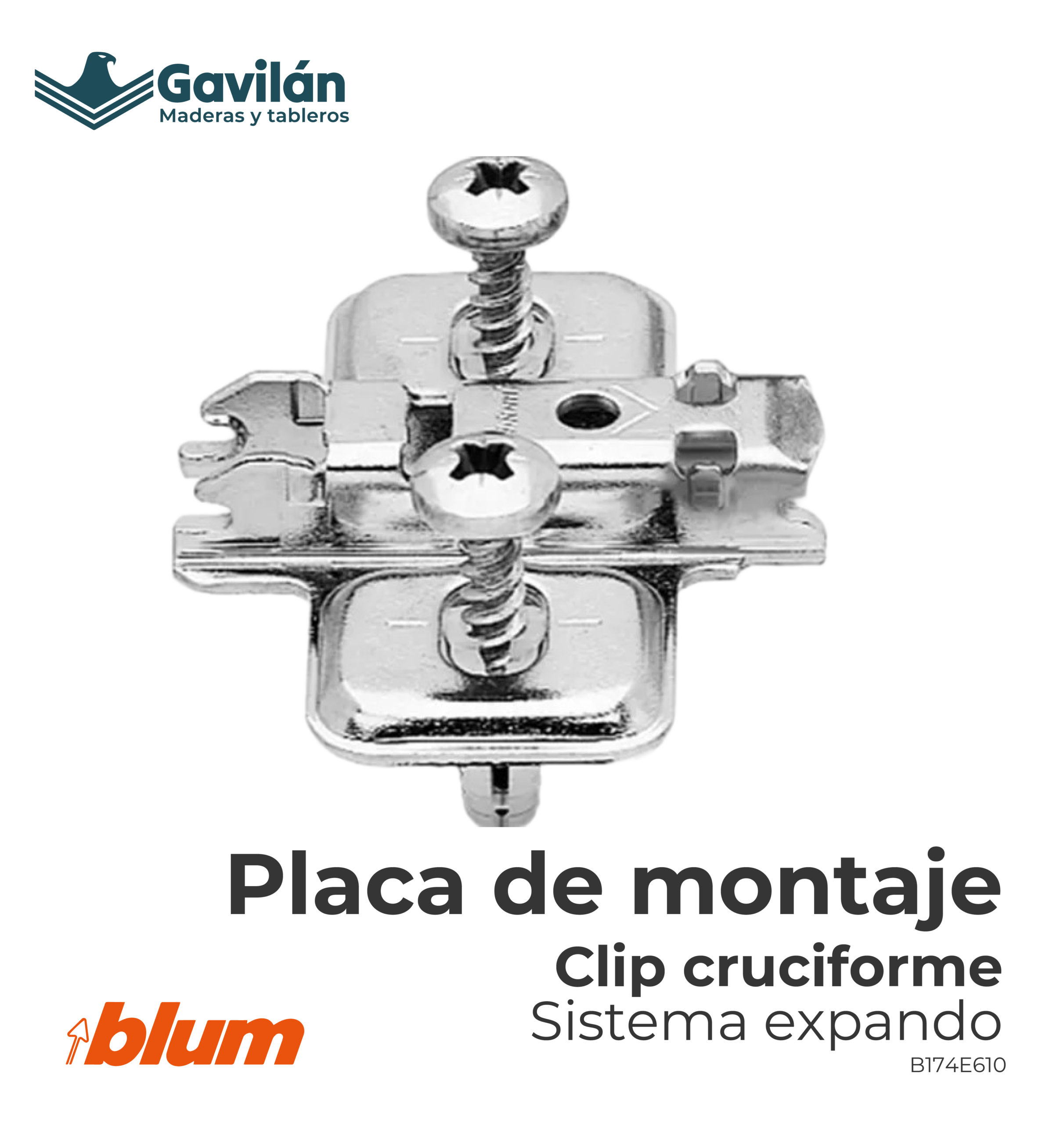 B174E610 Placa de montaje clip cruciforme sistema expando B174E610 Placa de montaje clip cruciforme sistema expando