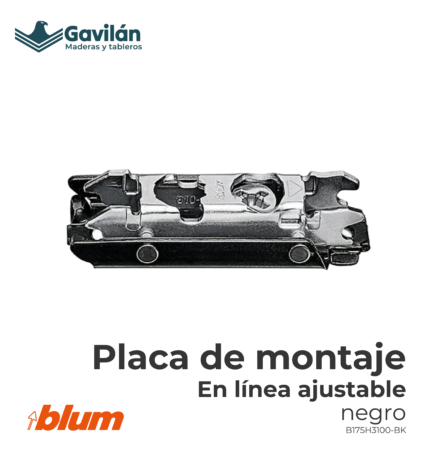 B175H3100 BK Placa de montaje en línea ajustable negro