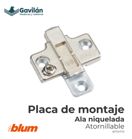 B175H713 Placa de montaje ala niquelada atornillable