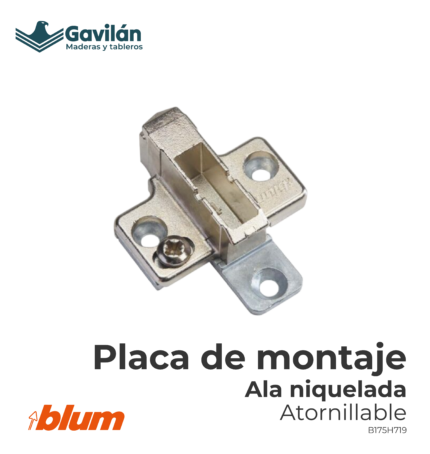 B175H719 Placa de montaje ala niquelada atornillable