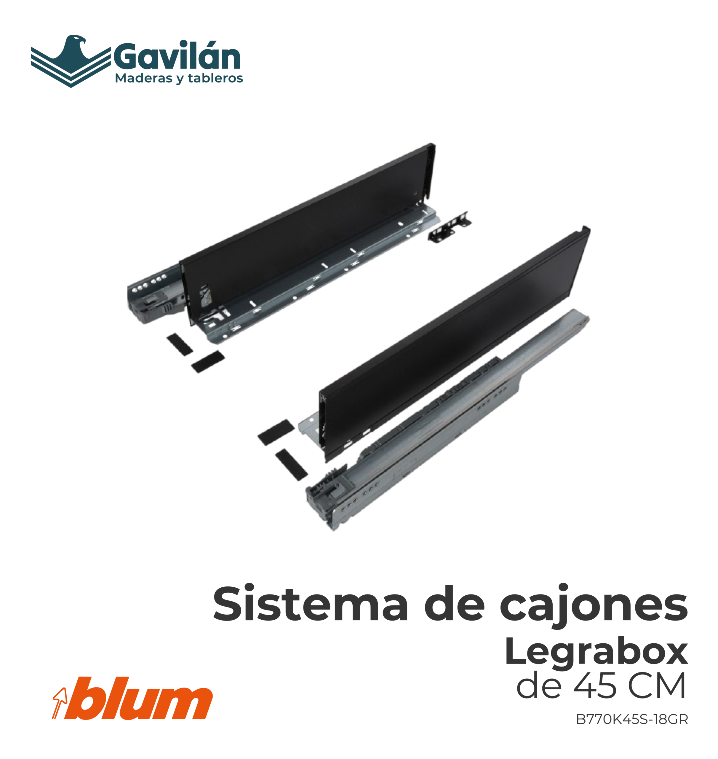 B770K45S-18GR Sistema de cajones Legrabox de 45cm B770K45S 18GR Sistema de cajones Legrabox de 45cm
