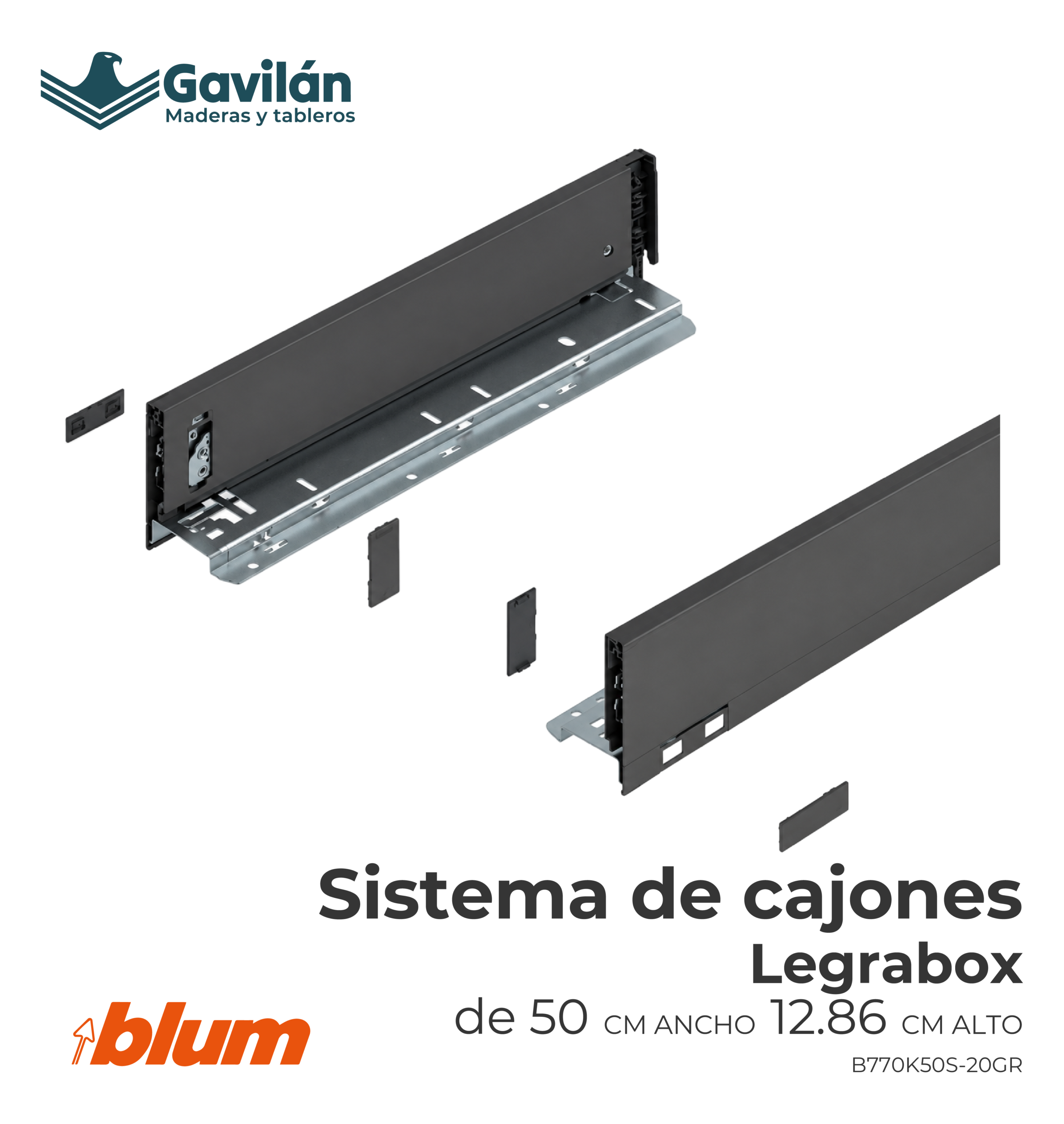 B770K50S-20GR Sistema de cajones legrabox 50cm y 12.86cm B770K50S 20GR Sistema de cajones legrabox 50cm y 12.86cm