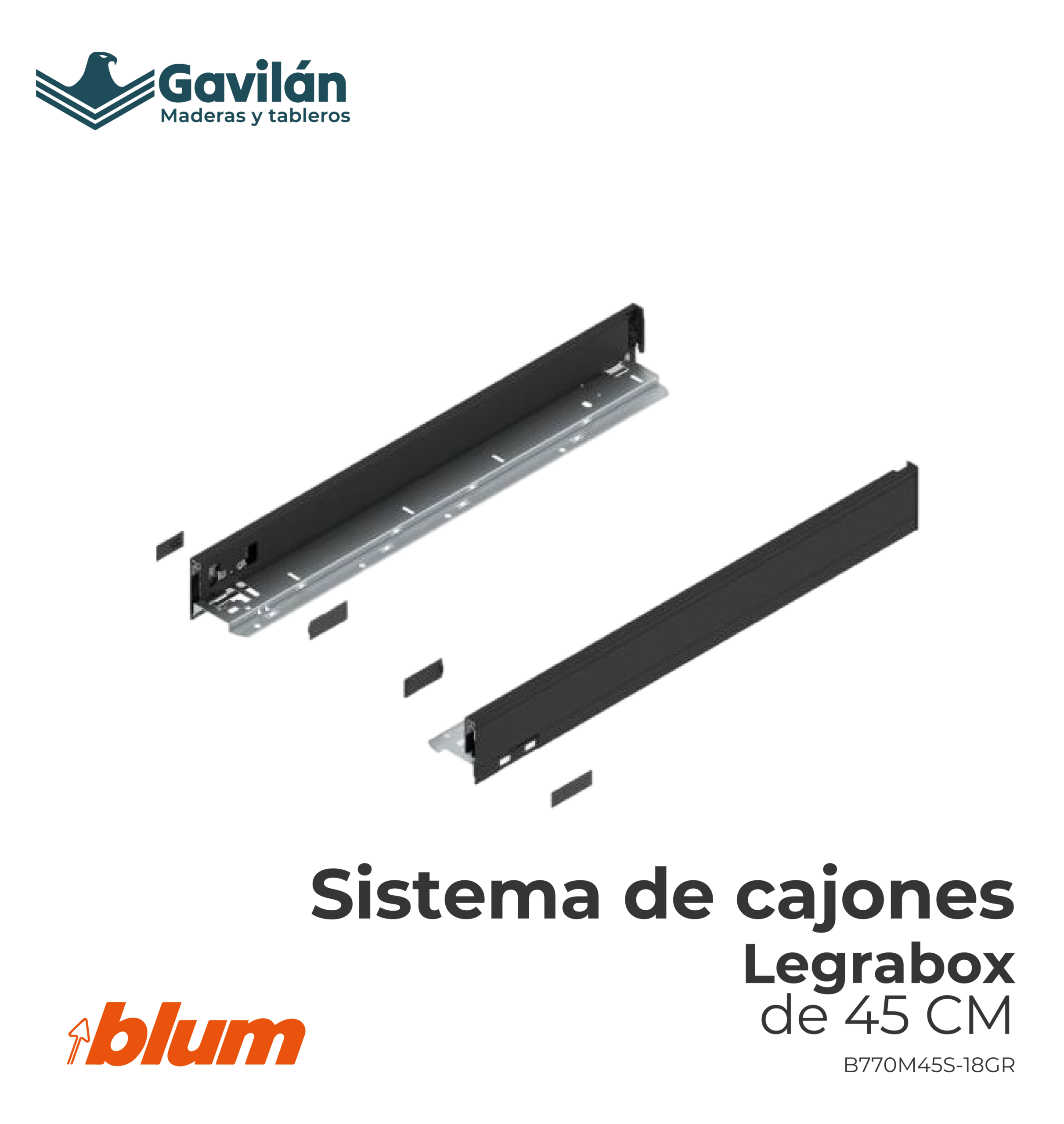 B770M45S-18GR Sistema de cajones Legrabox de 45cm B770M45S 18GR Sistema de cajones Legrabox de 45cm