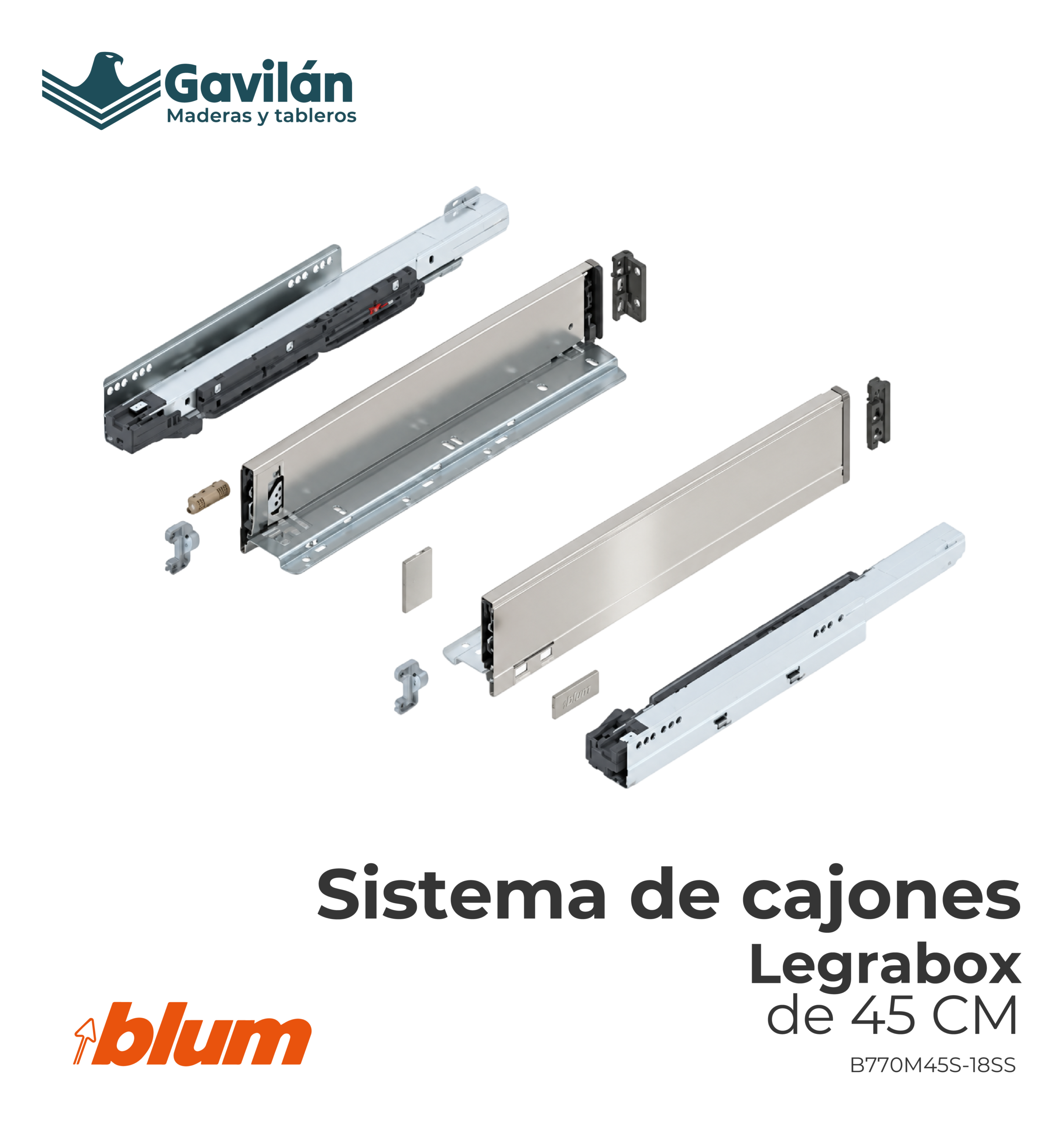 B770M45S-18SS Sistema de cajones Legrabox de 45cm B770M45S 18SS Sistema de cajones Legrabox de 45cm