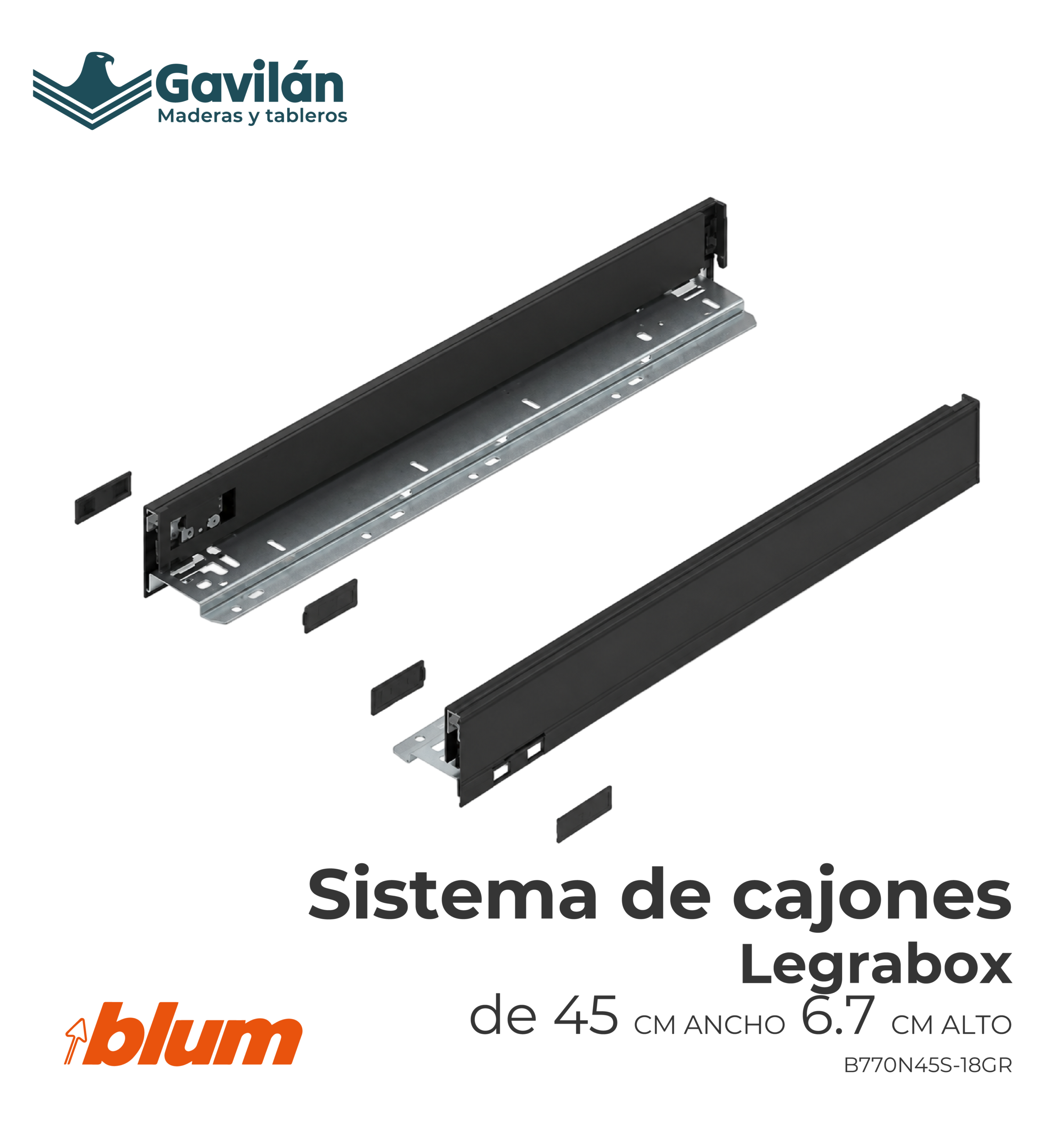 B770N45S-18GR Sistema de cajones Legrabox 45cm 6.7cm B770N45S 18GR Sistema de cajones Legrabox 45cm 6.7cm