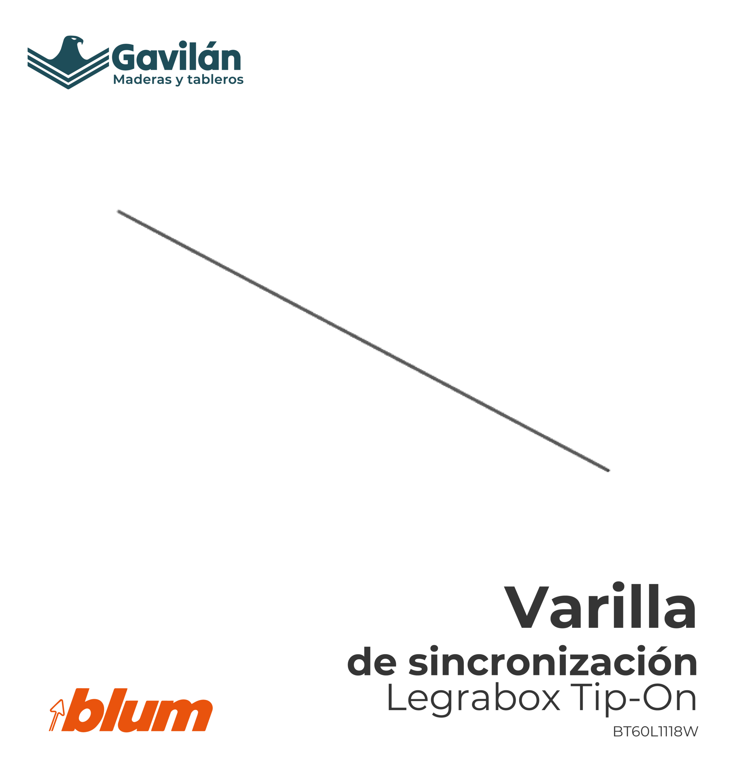 BT60L1118W Varilla de sincronización Legrabox Tip-On BT60L1118W Varilla de sincronización Legrabox Tip On