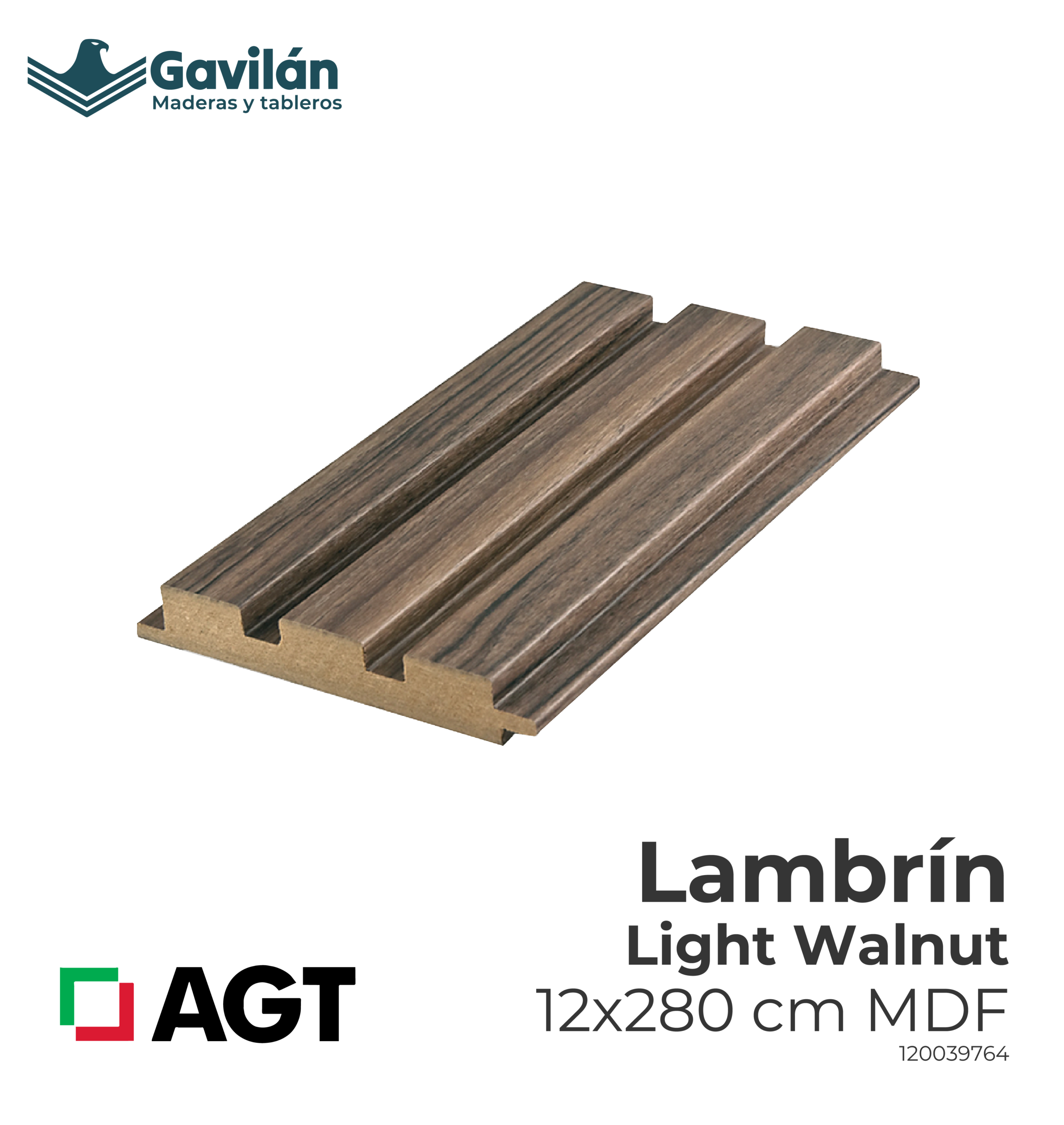 120039764 Lambrín Light Walnut 12x280 MDF-100 120039764 Lambrín Light Walnut 12x280 MDF