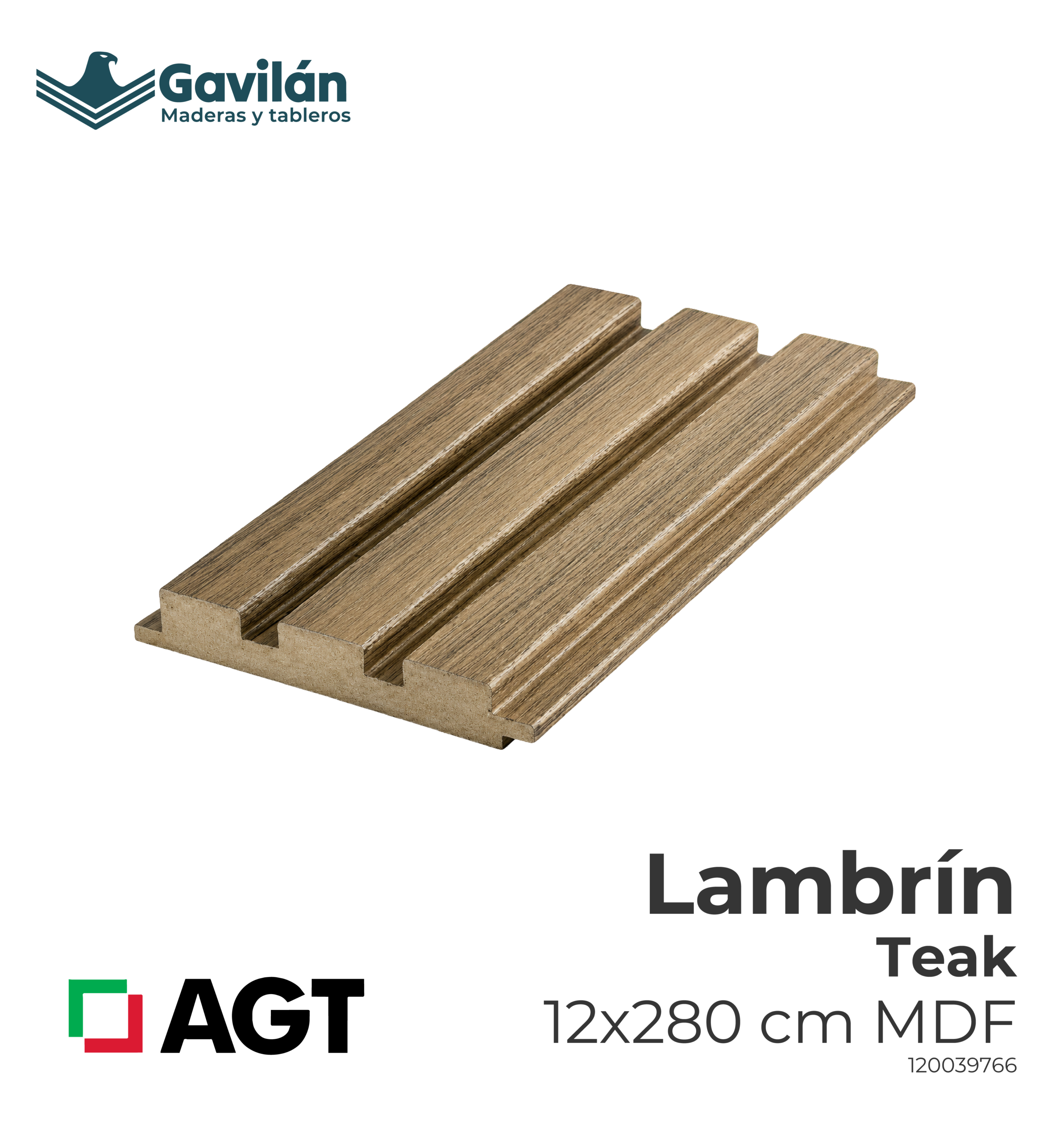 120039766 Lambrin Teak 12x280 MDF-107 120039766 Lambrin Teak 12x280 MDF