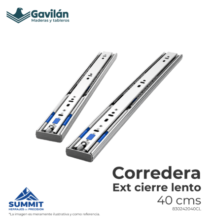 830242040CL Corredera Ext Cierre lento 40 cms